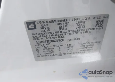 2016 GMC Sierra 1500 Denali из США, поврежденный, VIN 3GTU2PEC8GG284958